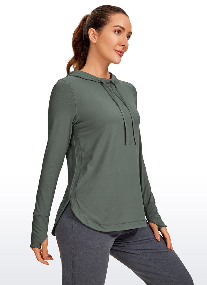 Brushed Feeling Long Sleeves Hoodie with Thumbhole