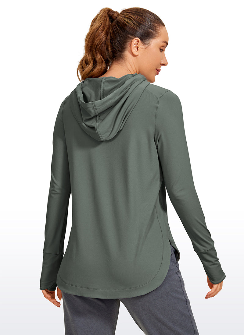 Brushed Feeling Long Sleeves Hoodie with Thumbhole