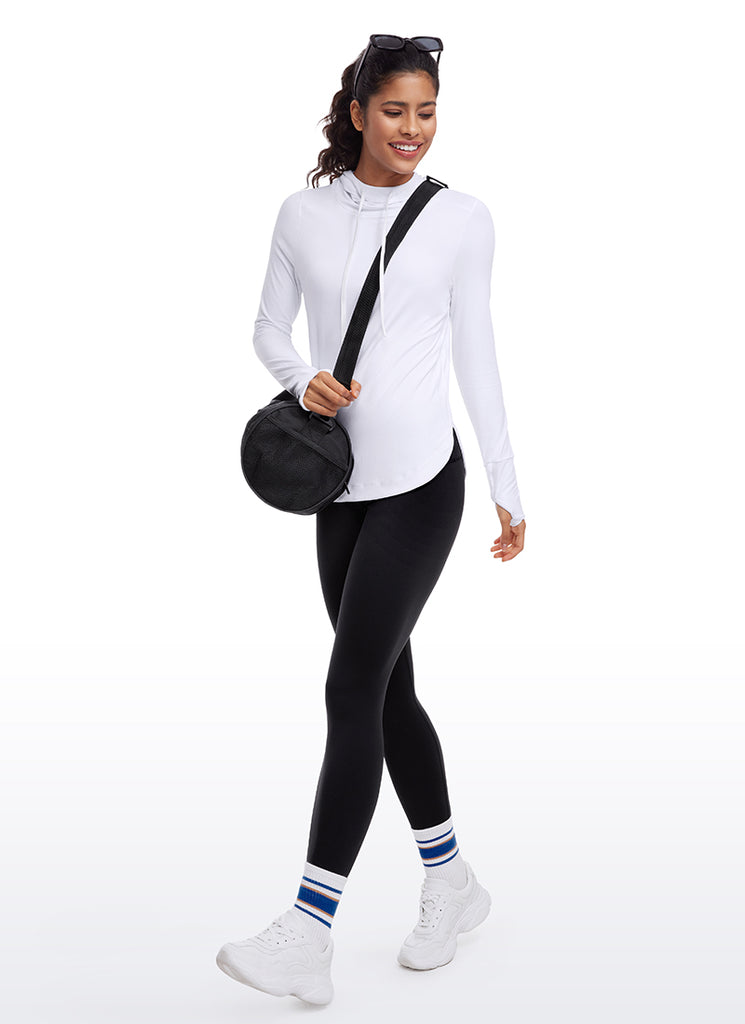 CRZ YOGA Women's Yoga Slim Fit Brushed Feeling Hoodie with Thumbhole Black