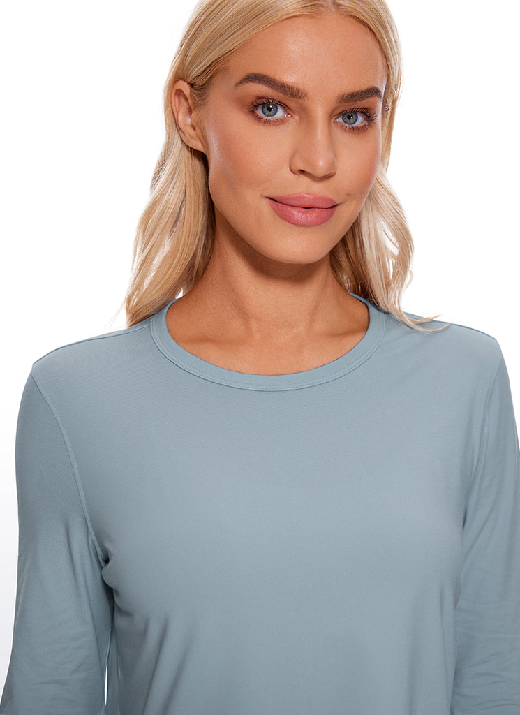 CRZ YOGA Women's Yoga Loose Fit Tops Pima Cotton Cropped Long Sleeve High Visibility Yellow