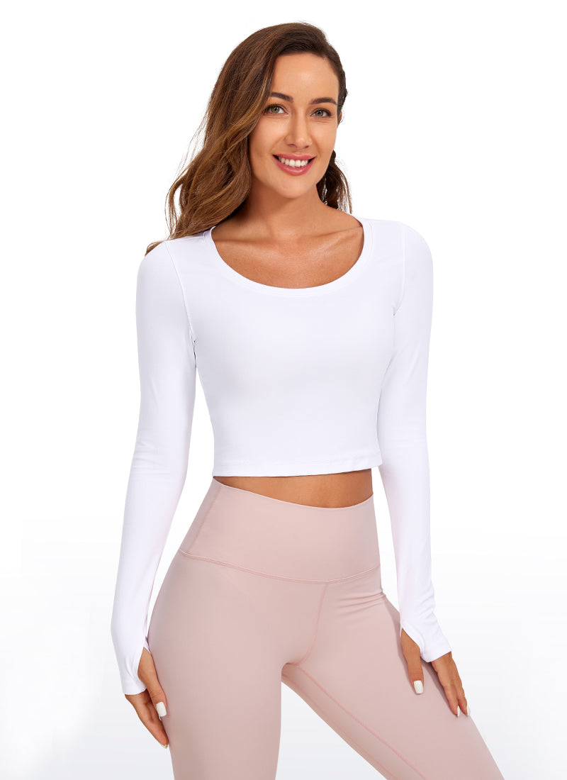 Butterluxe Cropped Long Sleeve Scoop Neck