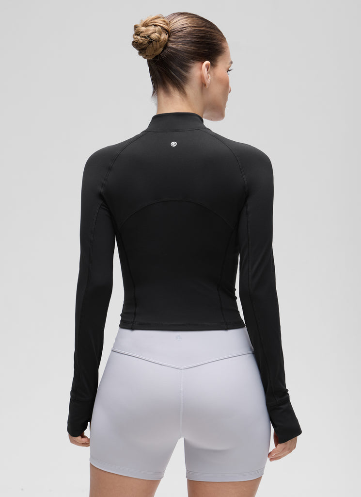 CRZ YOGA Women's Yoga Slim Fit Tops Butterluxe Half-Zip Long Sleeve Black