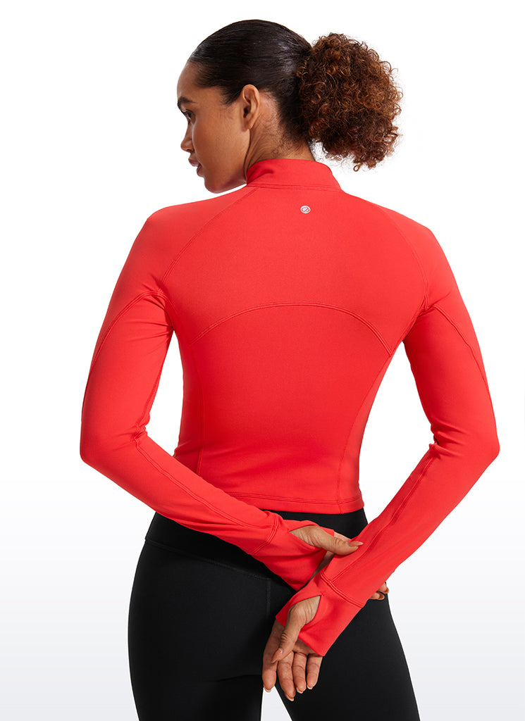 CRZ YOGA Women's Yoga Slim Fit Tops Butterluxe Half-Zip Long Sleeve True Navy