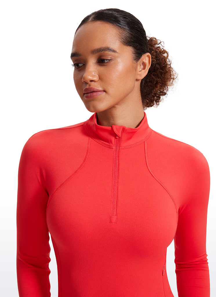 CRZ YOGA Women's Yoga Slim Fit Tops Butterluxe Half-Zip Long Sleeve Deep Purple