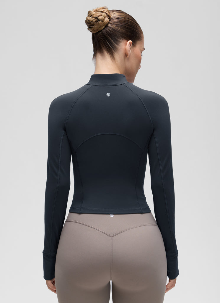 CRZ YOGA Women's Yoga Slim Fit Tops Butterluxe Half-Zip Long Sleeve Noctilucence Red