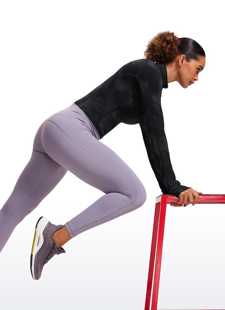 CRZ YOGA Women's Yoga Slim Fit Tops Butterluxe Half-Zip Long Sleeve Deep Purple