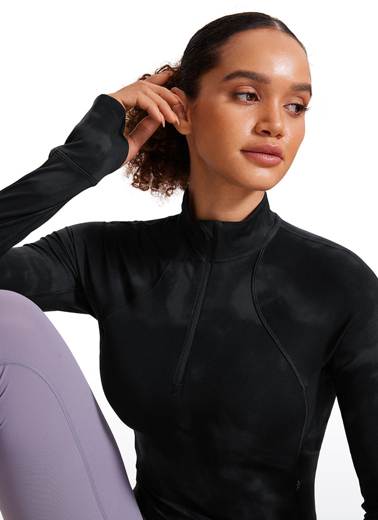 CRZ YOGA Women's Yoga Slim Fit Tops Butterluxe Half-Zip Long Sleeve Deep Purple