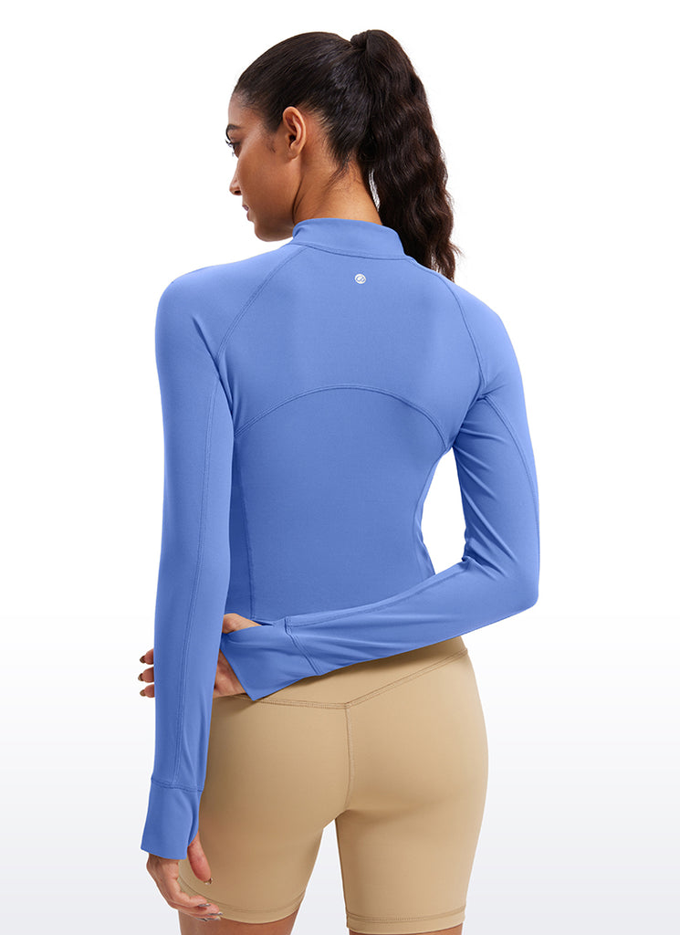 CRZ YOGA Women's Yoga Slim Fit Tops Butterluxe Half-Zip Long Sleeve Deep Red
