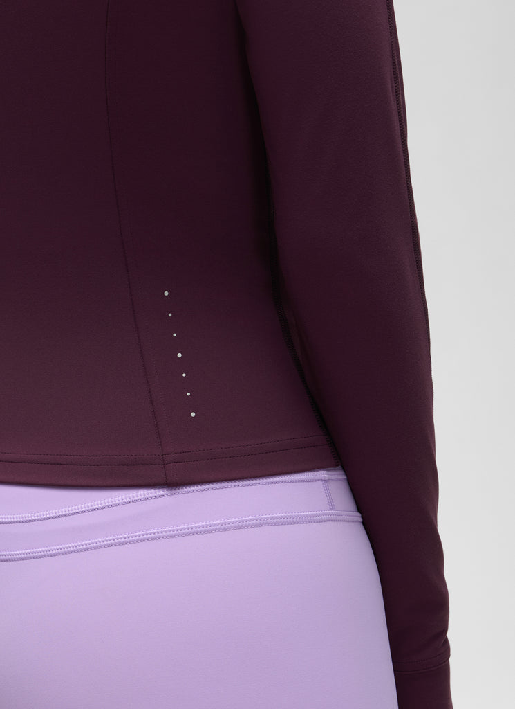 CRZ YOGA Women's Butterluxe Cropped Pocket Outerwear Full Zip Jackets Deep Purple