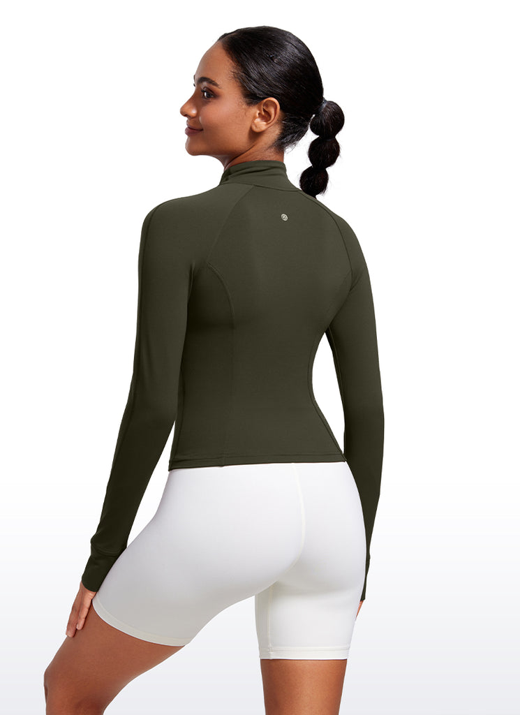 CRZ YOGA Women's Butterluxe Cropped Pocket Outerwear Full Zip Jackets Hibiscus Purple