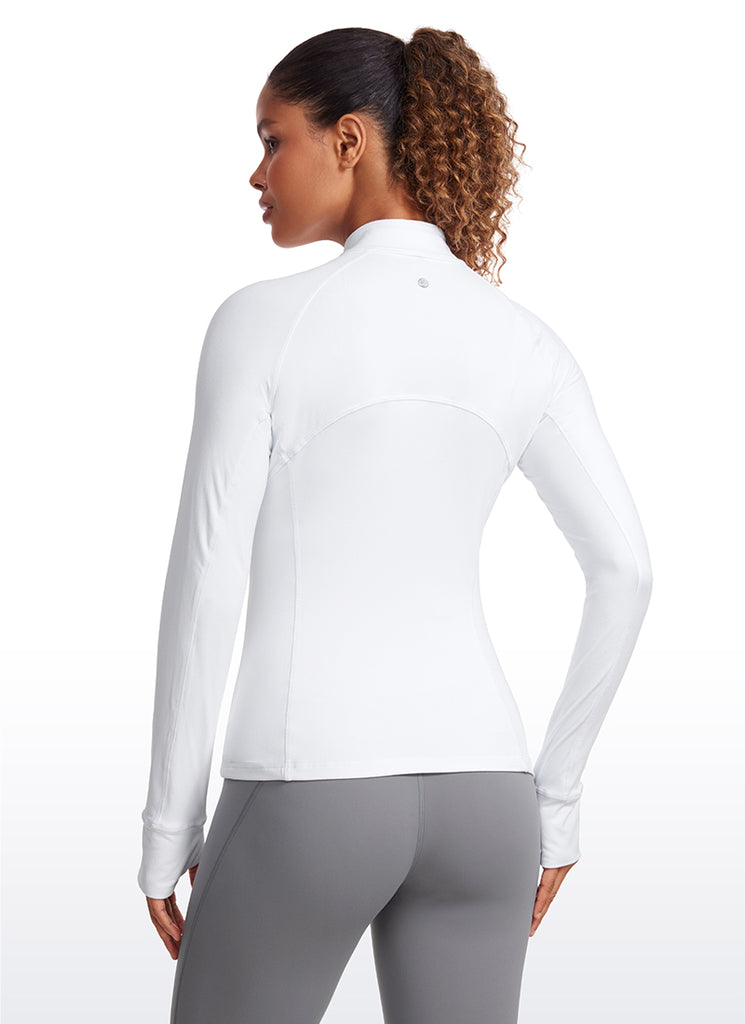 CRZ YOGA Women's Run Slim Fit Brushed Half-Zip Long Sleeve Hip Length Black