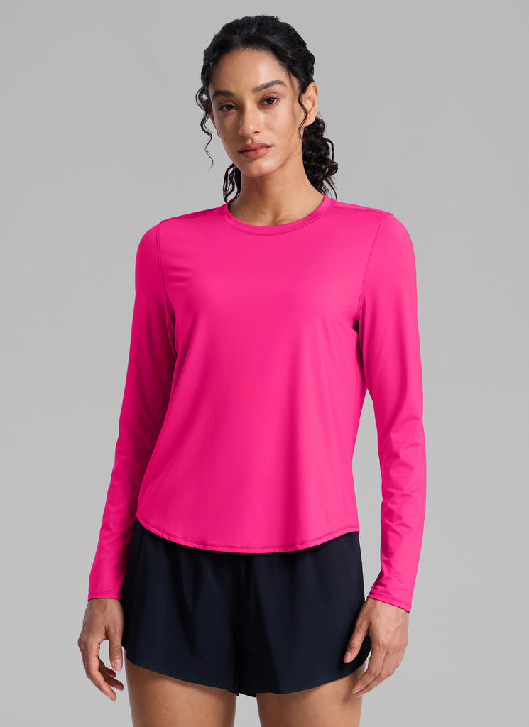 CRZ YOGA Women UPF 50+ Running Lightweight Loose Fit Long Sleeves Quick Dry White Opal