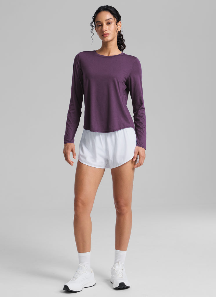 CRZ YOGA Women UPF 50+ Running Lightweight Loose Fit Long Sleeves Quick Dry Deep Crocus Violet