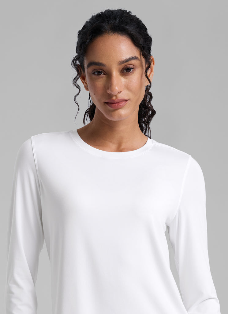 CRZ YOGA Women UPF 50+ Running Lightweight Loose Fit Long Sleeves Quick Dry White