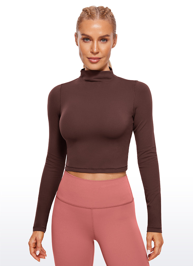 Butterluxe Mock Turtleneck Cropped Long Sleeves