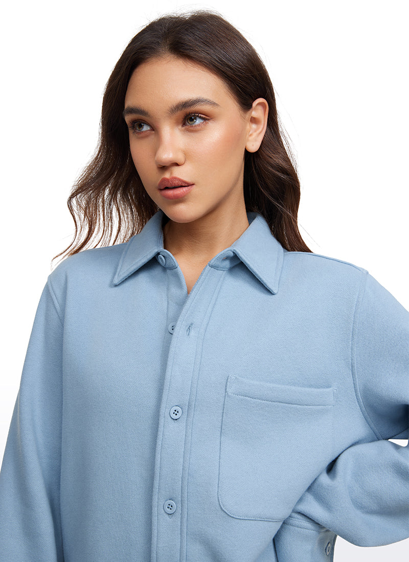 Fleece Lined Oversized Button Down Jacket