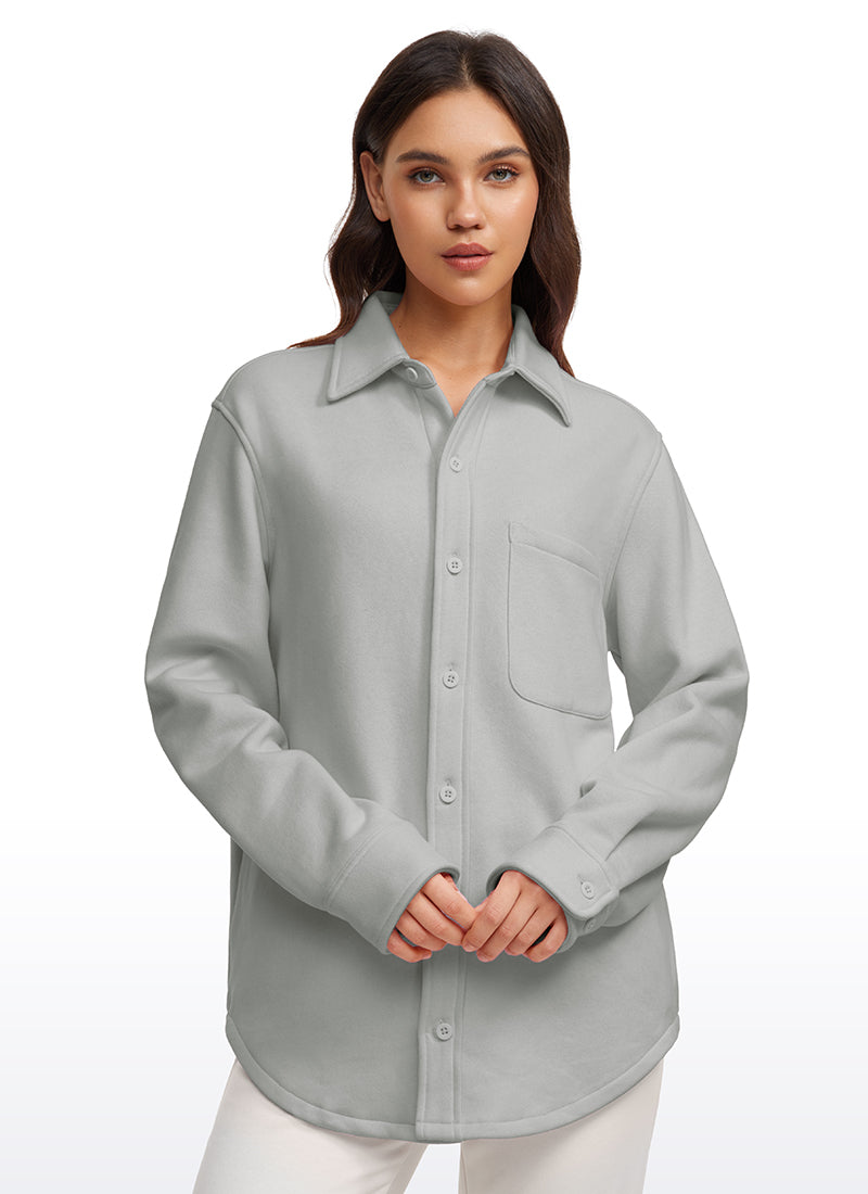 Fleece Lined Oversized Button Down Jacket