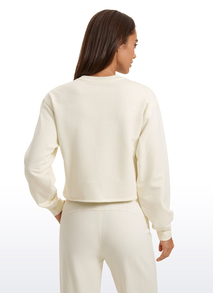 CRZ YOGA Womens Classic Fit Sweat Shirt Crew Neck Pullover Black