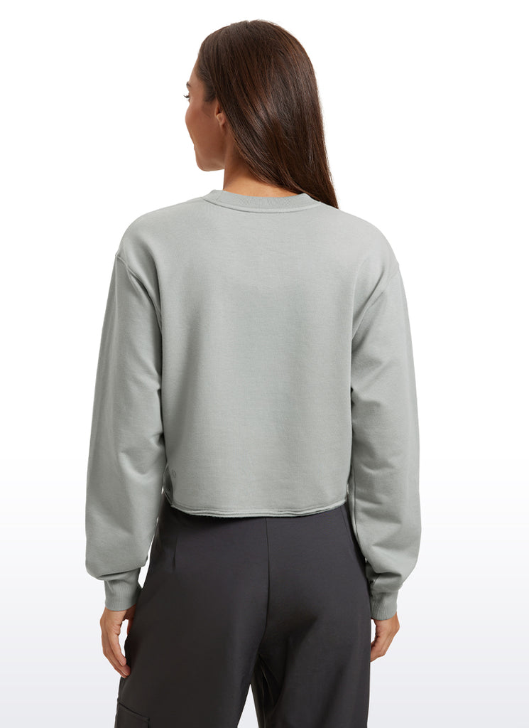 CRZ YOGA Womens Classic Fit Sweat Shirt Crew Neck Pullover Green Jade