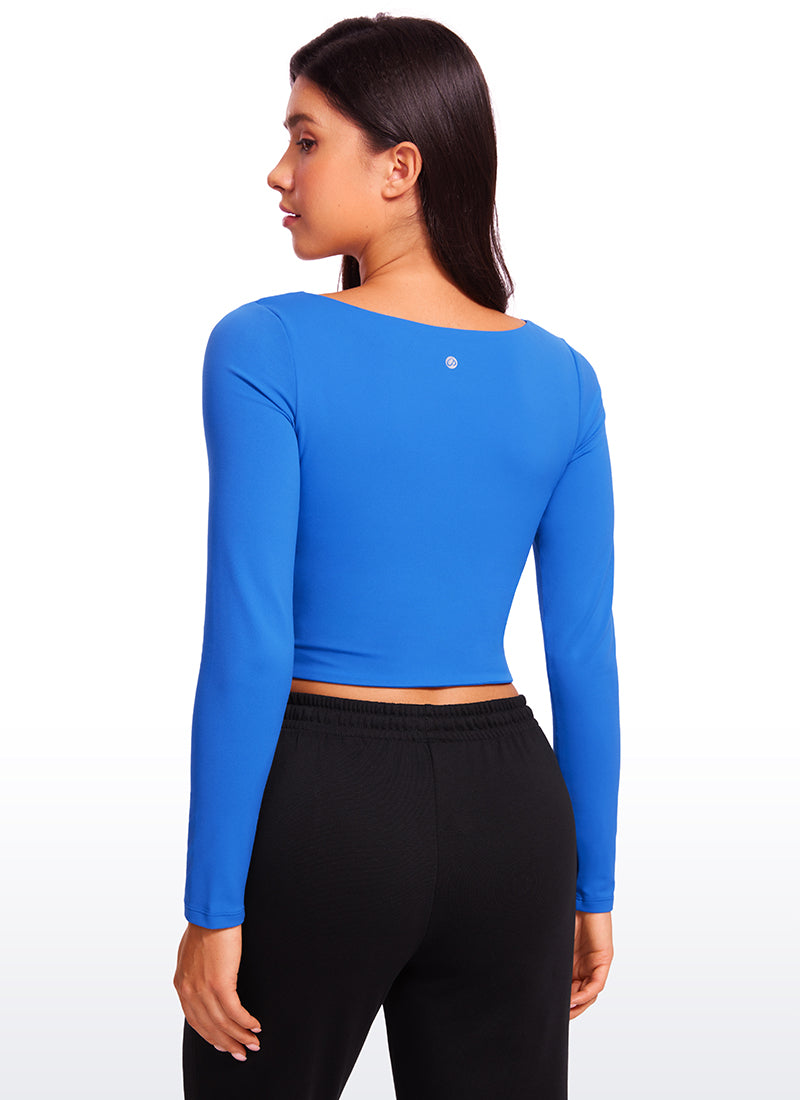 Butterluxe Double Lined Cropped Long Sleeves Square Neck