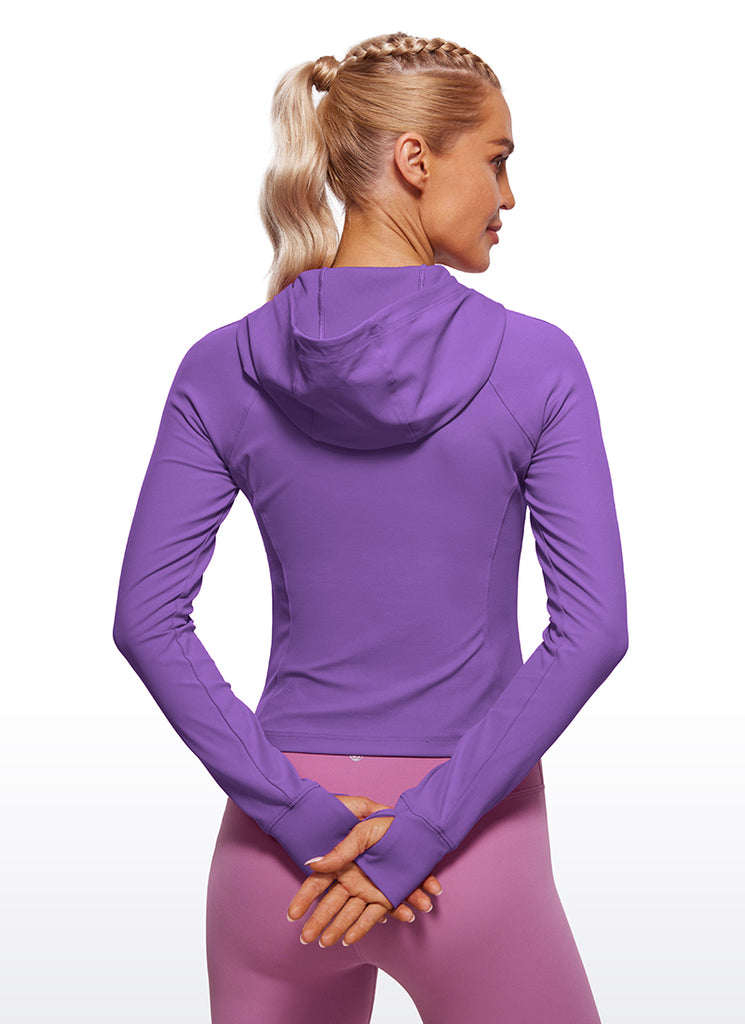 CRZ YOGA Women's Butterluxe Outerwear Full Zip Hoodies Jackets Magenta Purple