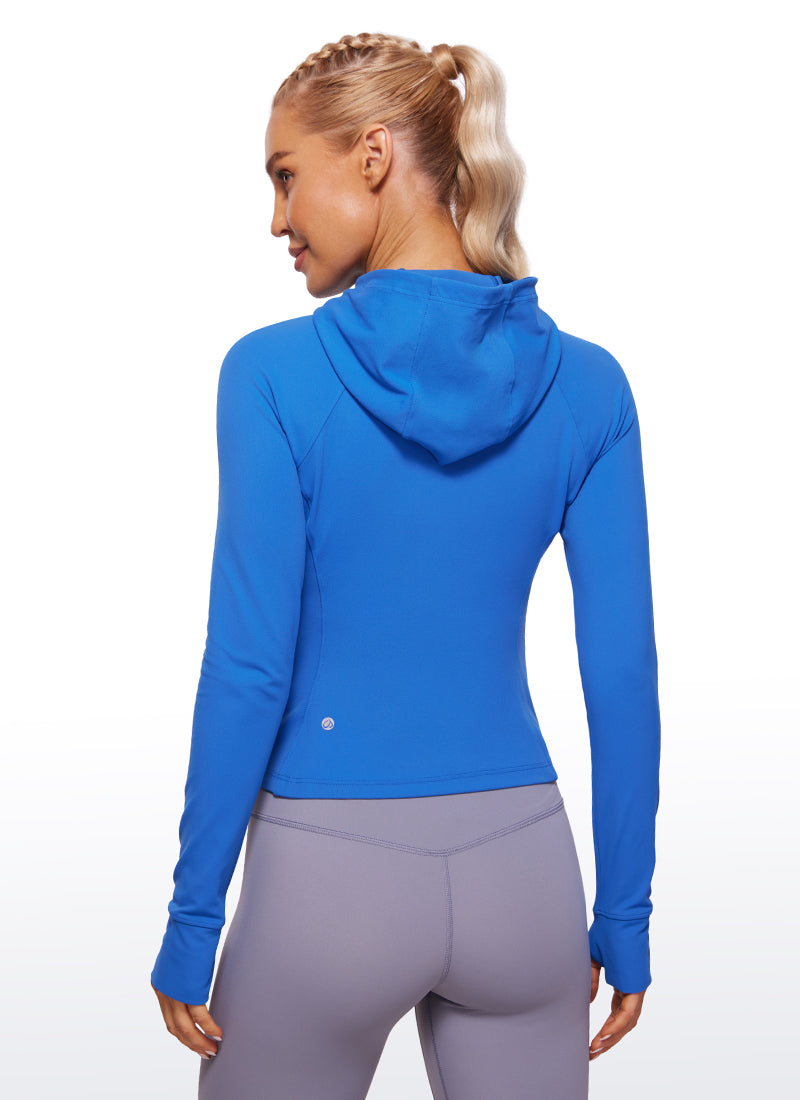 CRZ YOGA Women's Butterluxe Outerwear Full Zip Hoodies Jackets Sparkle Blue