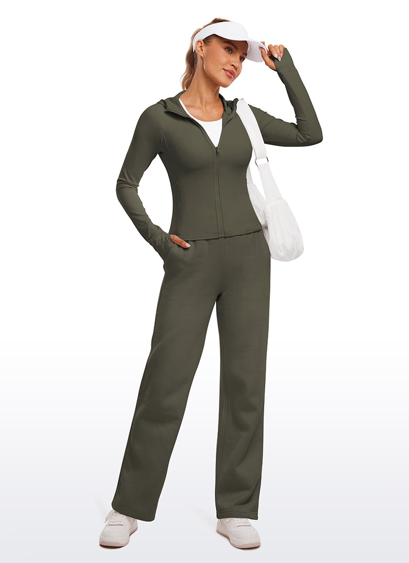 CRZ YOGA Women's Butterluxe Outerwear Full Zip Hoodies Jackets Hibiscus Purple