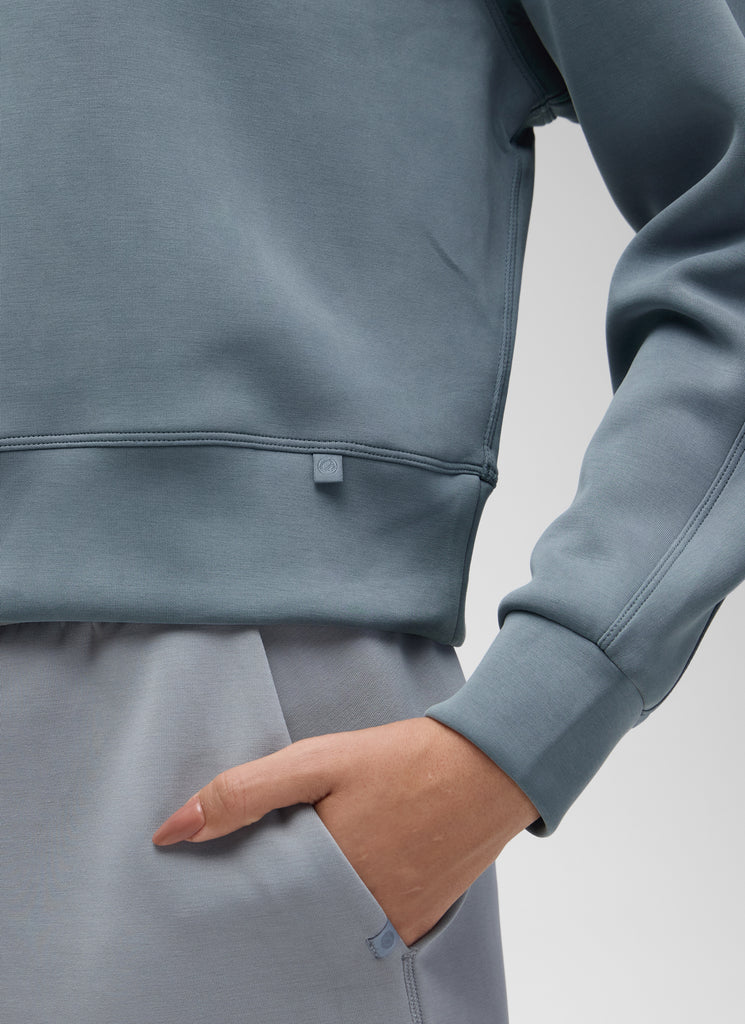 CRZ YOGA Womens SoftAura Basic Casual Sweat Shirt Crew Neck Pullover Belgian Blue