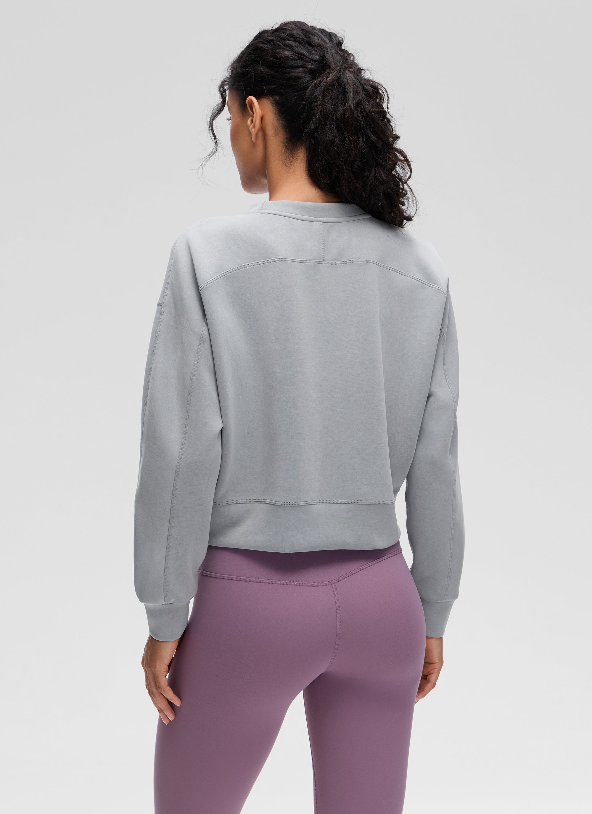 CRZ YOGA Womens SoftAura Basic Casual Sweat Shirt Crew Neck Pullover Milky White