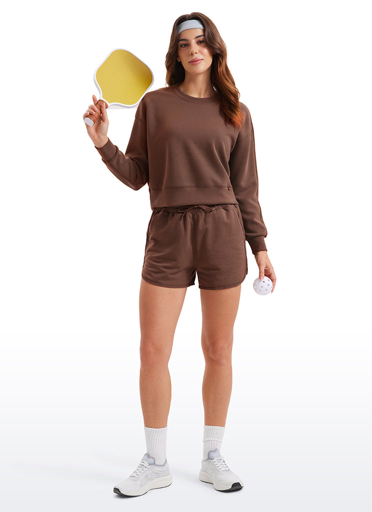 CRZ YOGA Womens SoftAura Basic Casual Sweat Shirt Crew Neck Pullover Rhino Grey