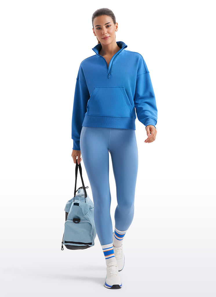CRZ YOGA Women SoftAura Halfzip Sweatshirt Pullover Long Sleeve Pocket Sparkle Blue