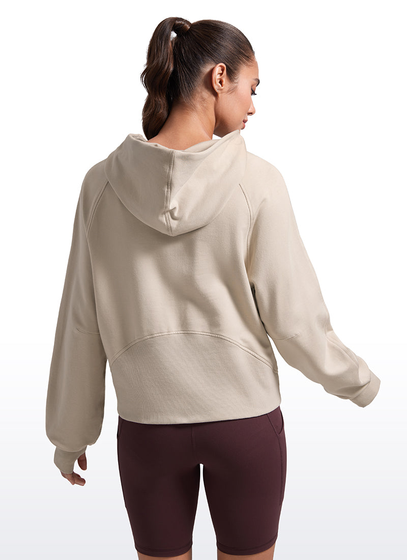 Fleece Mock Neck Hoodies with Thumb Holes