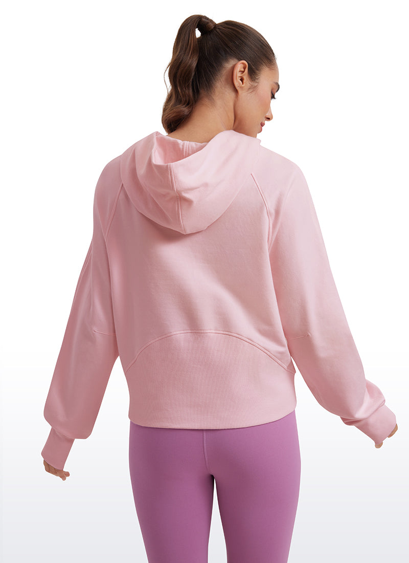 Fleece Mock Neck Hoodies with Thumb Holes