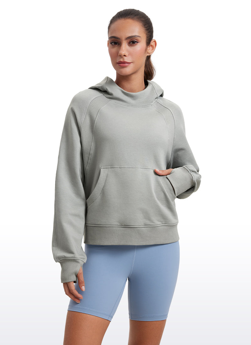 Fleece Mock Neck Hoodies with Thumb Holes