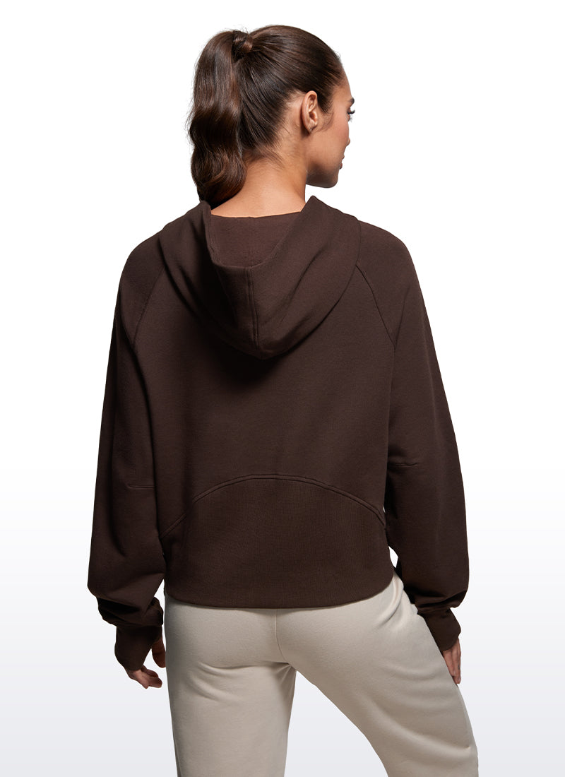 Fleece Mock Neck Hoodies with Thumb Holes