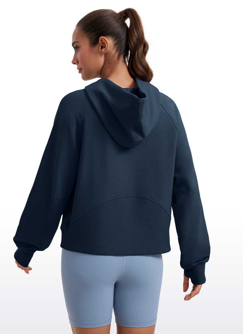 Fleece Mock Neck Hoodies with Thumb Holes