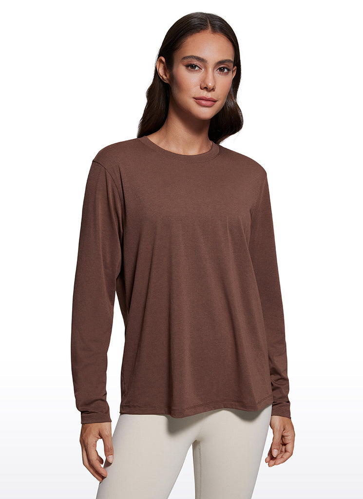 CRZ YOGA Women Workout Loose Fit Cassual Long Sleeves Quick Dry Black