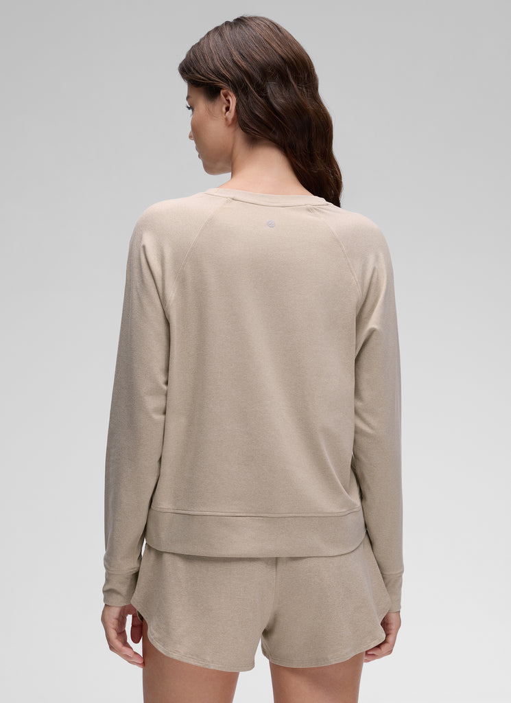 CRZ YOGA Women Casual Lightweight Relaxed Fit Long Sleeves Crew Neck Platinum Grey