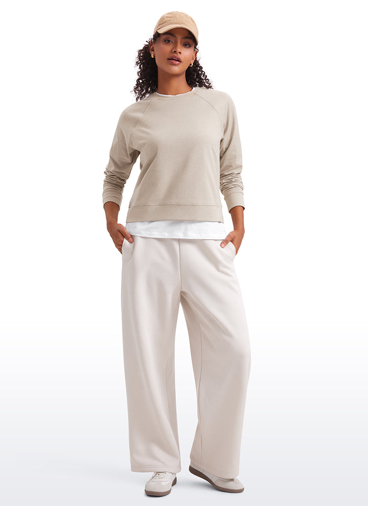 CRZ YOGA Women Casual Lightweight Relaxed Fit Long Sleeves Crew Neck Platinum Grey