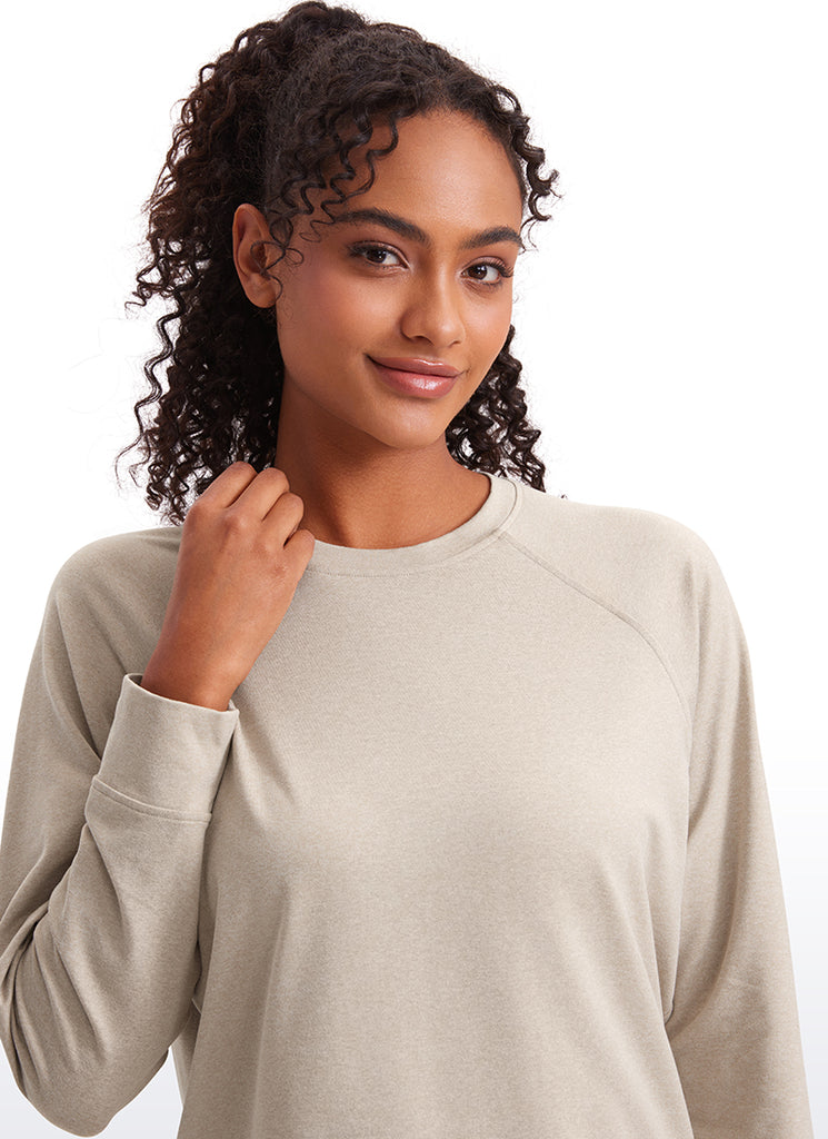 CRZ YOGA Women Casual Lightweight Relaxed Fit Long Sleeves Crew Neck Platinum Grey