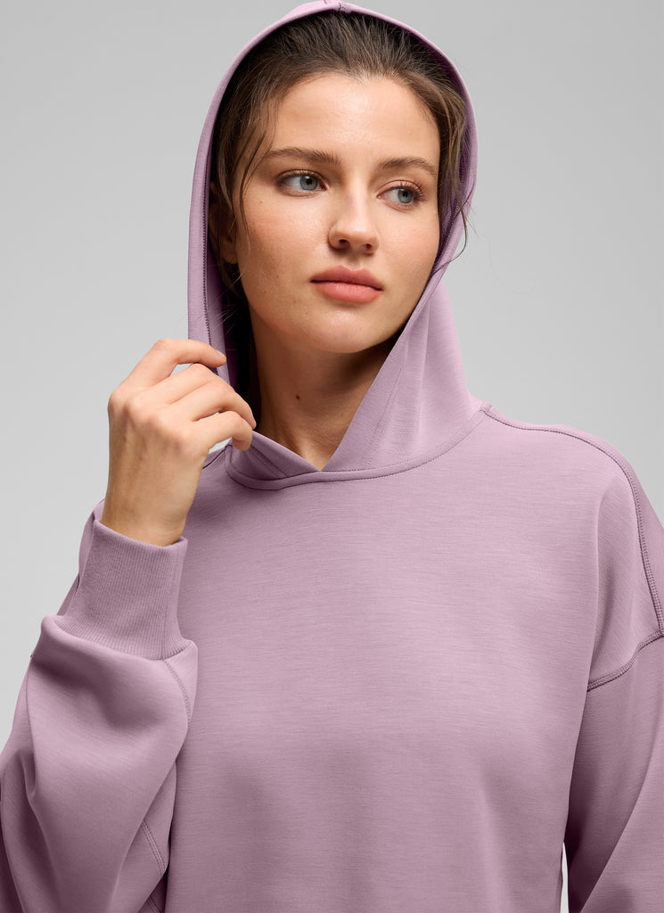 CRZ YOGA Women SoftAura Cropped Pullover Hoodis Long Sleeve Light Lavender