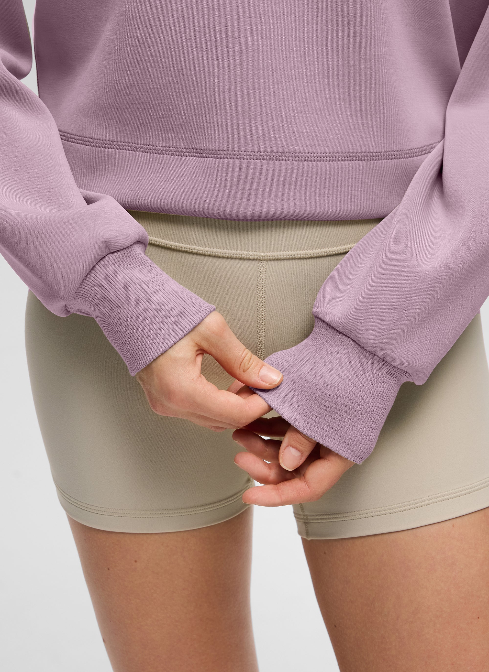 CRZ YOGA Women SoftAura Cropped Pullover Hoodis Long Sleeve Light Lavender