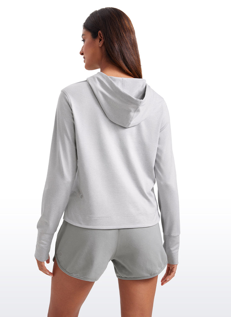 CRZ YOGA Women's Casual Workout Long Sleeve Hooded Sweat Shirts Navy