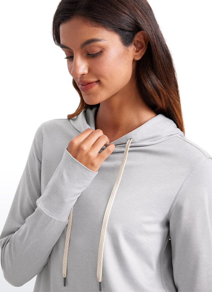 CRZ YOGA Women's Casual Workout Long Sleeve Hooded Sweat Shirts Navy