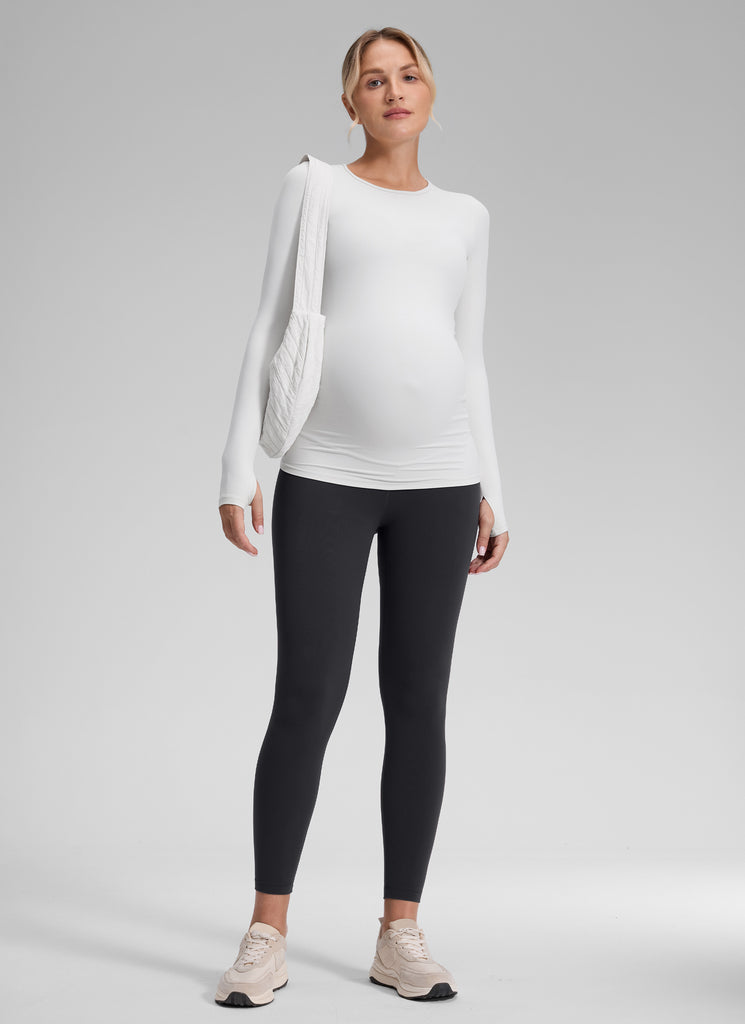 CRZ YOGA Women's Maternity Leggings Super High Rise Butterluxe 25'' Mysterious Grey