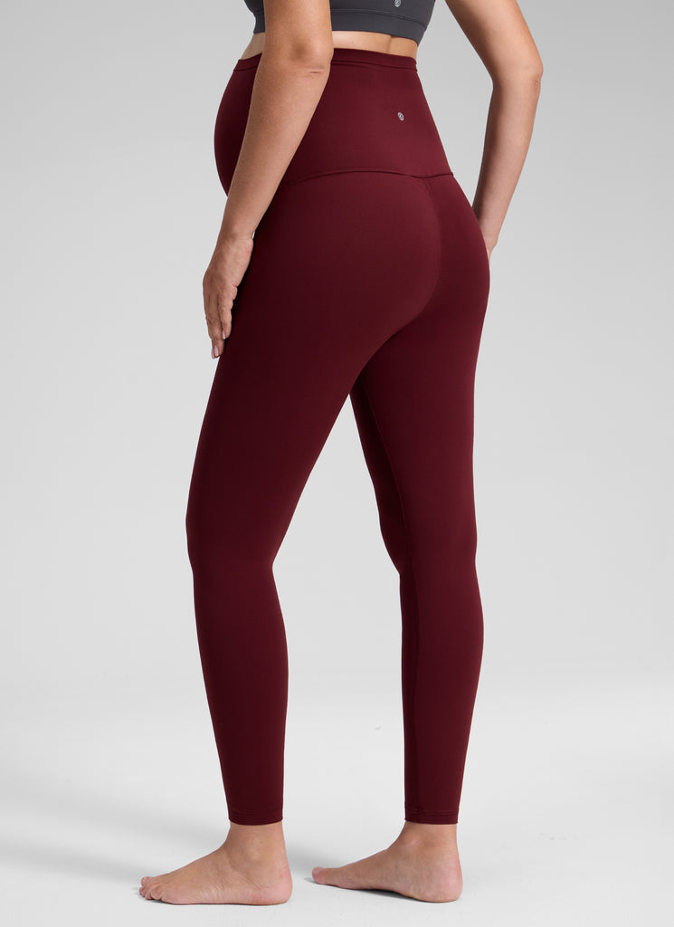 CRZ YOGA Women's Maternity Leggings Super High Rise Butterluxe 25'' Red Merlot