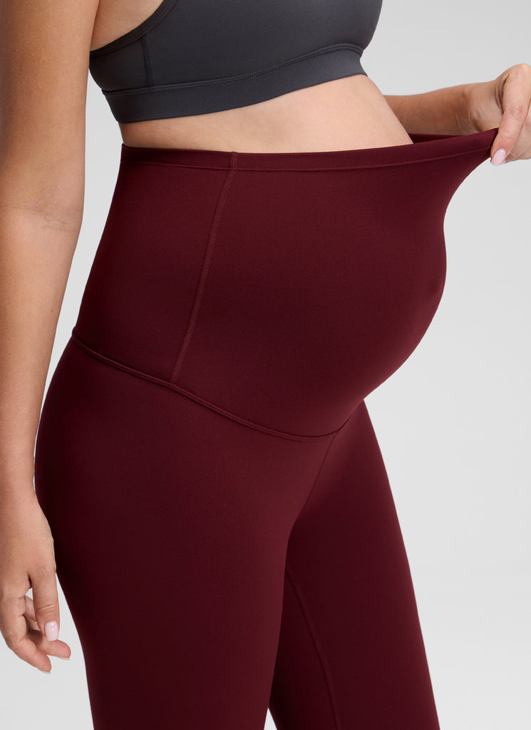CRZ YOGA Women's Maternity Leggings Super High Rise Butterluxe 25'' Red Merlot