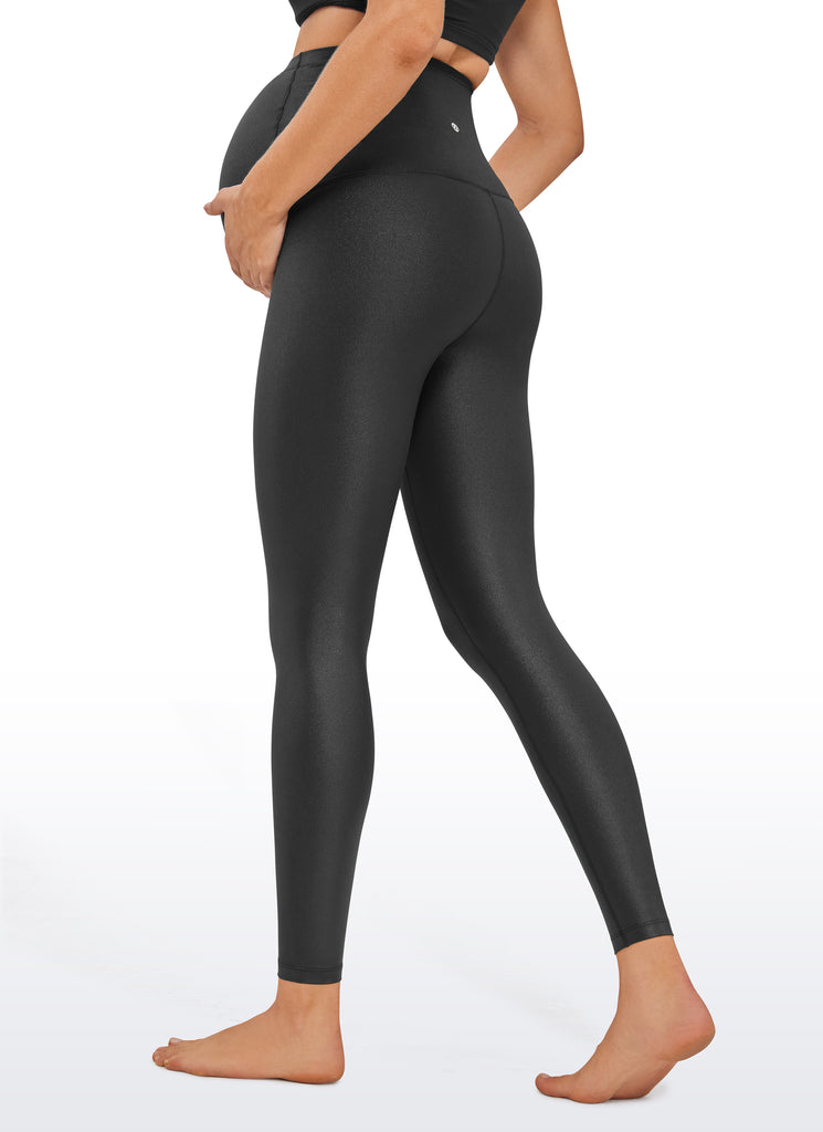 CRZ YOGA Women's Maternity Leggings Super High Rise Butterluxe 28'' Black Tie Dye Flowers