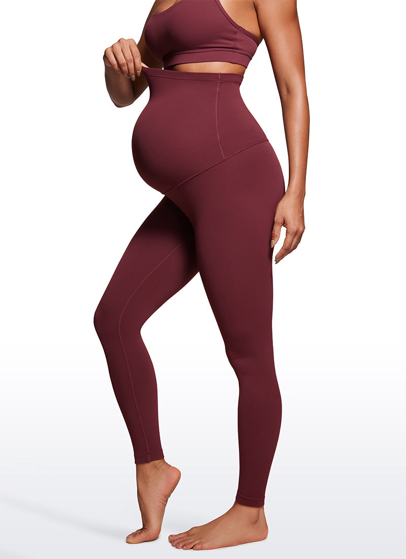 CRZ YOGA Women's Maternity Leggings Super High Rise Butterluxe 28'' Red Merlot