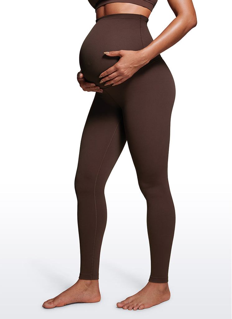 CRZ YOGA Women's Maternity Leggings Super High Rise Butterluxe 30'' Hot Fudge Brown